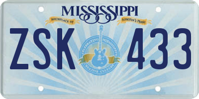 MS license plate ZSK433