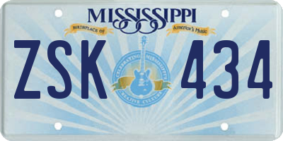 MS license plate ZSK434