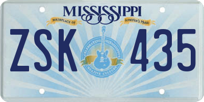 MS license plate ZSK435