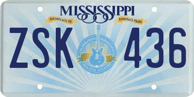 MS license plate ZSK436