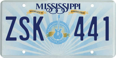 MS license plate ZSK441