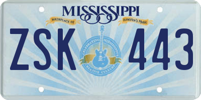 MS license plate ZSK443