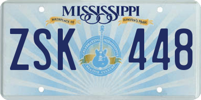 MS license plate ZSK448