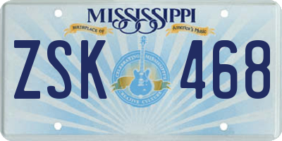 MS license plate ZSK468