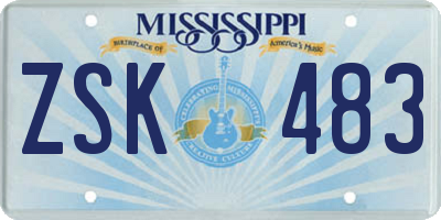 MS license plate ZSK483