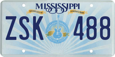 MS license plate ZSK488