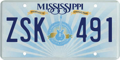 MS license plate ZSK491