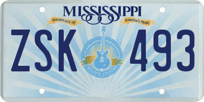 MS license plate ZSK493