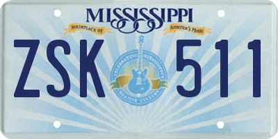 MS license plate ZSK511