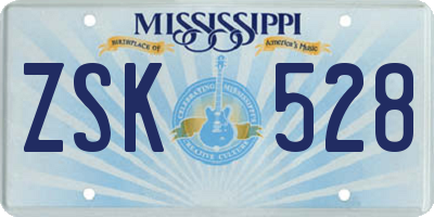 MS license plate ZSK528