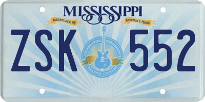 MS license plate ZSK552
