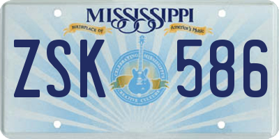 MS license plate ZSK586