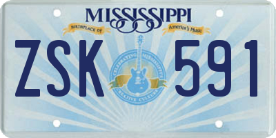 MS license plate ZSK591