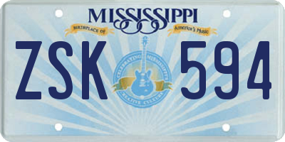 MS license plate ZSK594