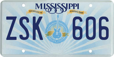 MS license plate ZSK606