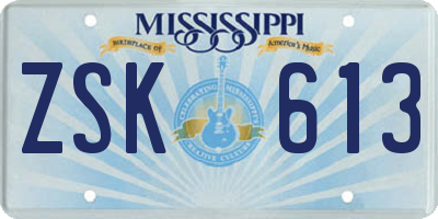 MS license plate ZSK613