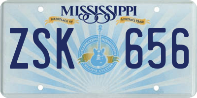 MS license plate ZSK656
