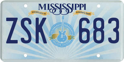 MS license plate ZSK683