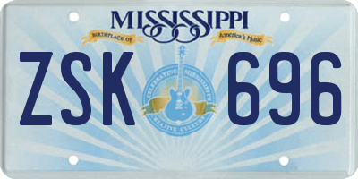 MS license plate ZSK696