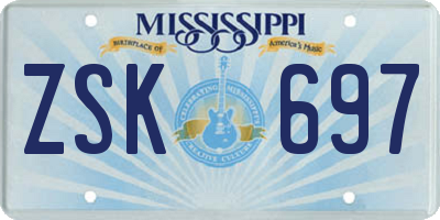 MS license plate ZSK697