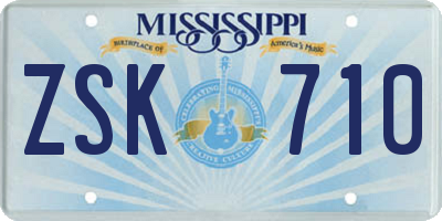 MS license plate ZSK710