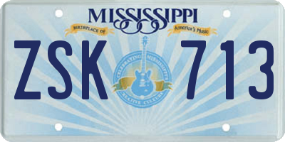 MS license plate ZSK713