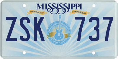MS license plate ZSK737