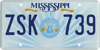 MS license plate ZSK739