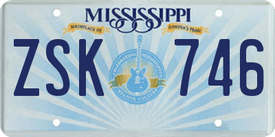 MS license plate ZSK746