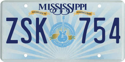 MS license plate ZSK754