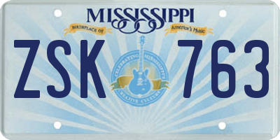 MS license plate ZSK763