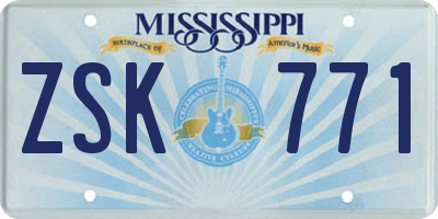 MS license plate ZSK771