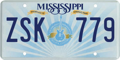 MS license plate ZSK779