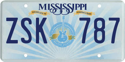 MS license plate ZSK787