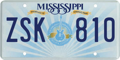 MS license plate ZSK810
