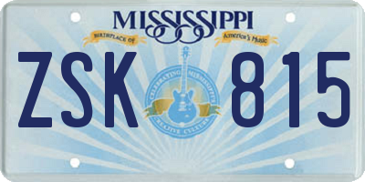 MS license plate ZSK815