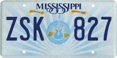 MS license plate ZSK827