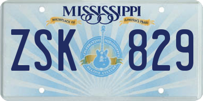 MS license plate ZSK829
