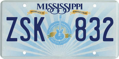 MS license plate ZSK832