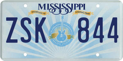 MS license plate ZSK844