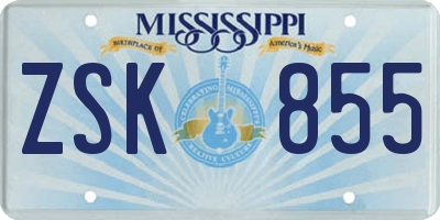 MS license plate ZSK855