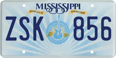 MS license plate ZSK856