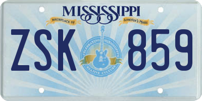 MS license plate ZSK859