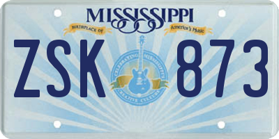 MS license plate ZSK873