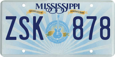 MS license plate ZSK878
