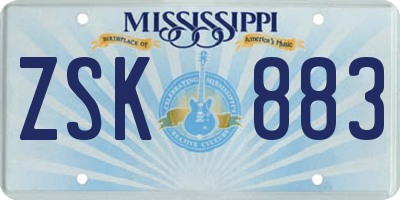 MS license plate ZSK883