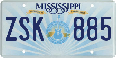 MS license plate ZSK885