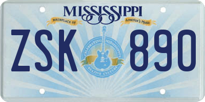 MS license plate ZSK890