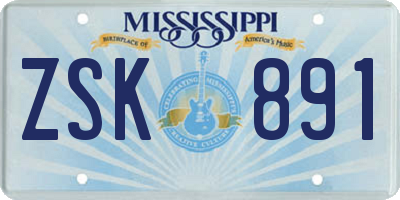 MS license plate ZSK891