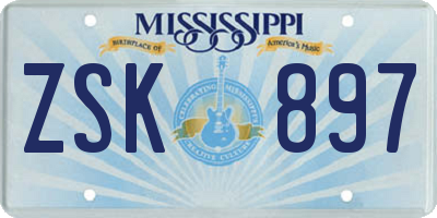 MS license plate ZSK897